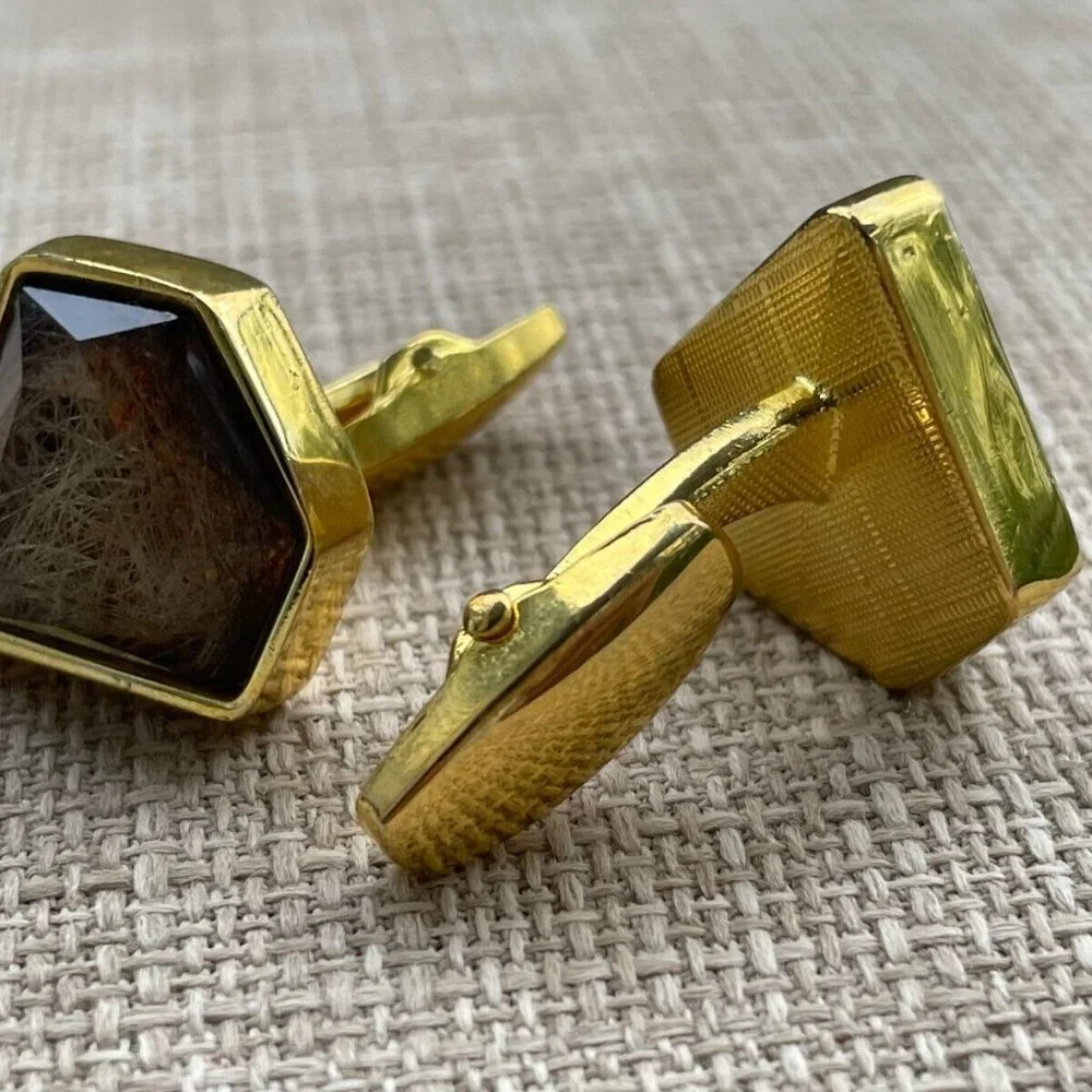 Men Cuff Links Gold Tone Faux Stone Fashion Men Jewelry Dress Shirt Cuff Link